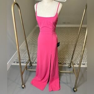 Pink Square Neck Strapless Dress